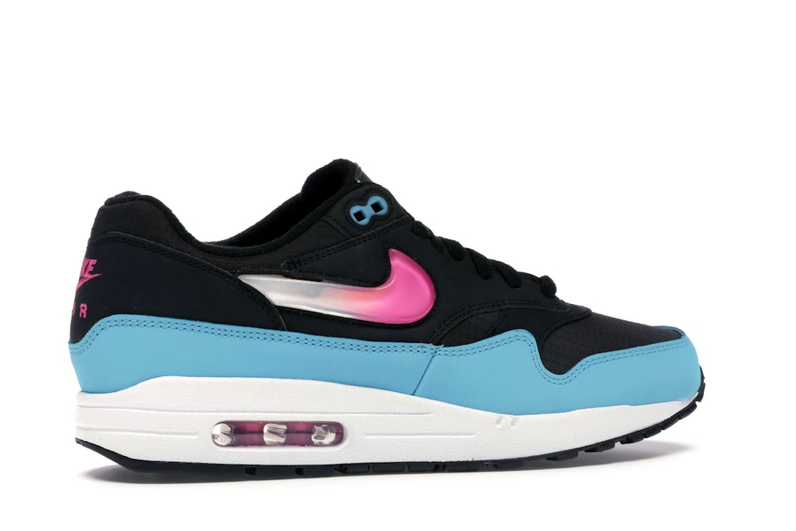 Vue 35 de Nike Air Max 1 Jelly Swoosh Black Fuchsia Blue Fury