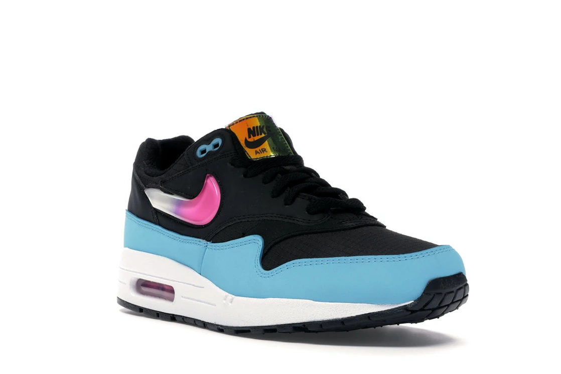 Vue 6 de Nike Air Max 1 Jelly Swoosh Black Fuchsia Blue Fury
