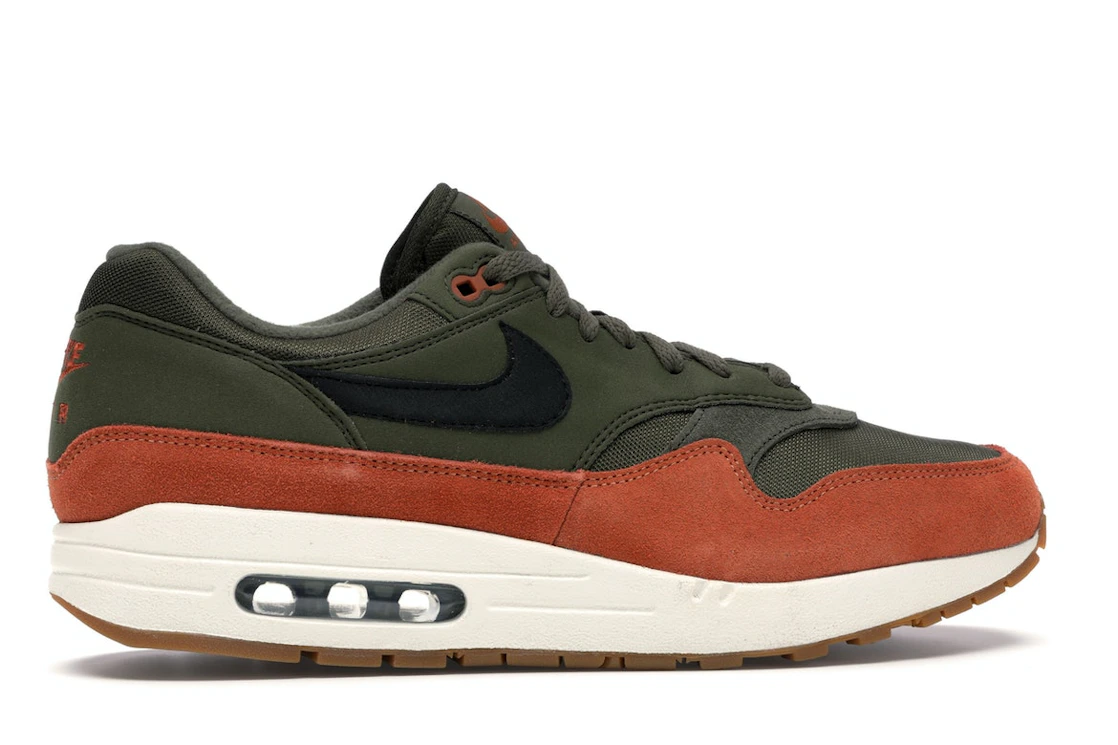 Vue 36 de Nike Air Max 1 Olive Canvas Dark Russet