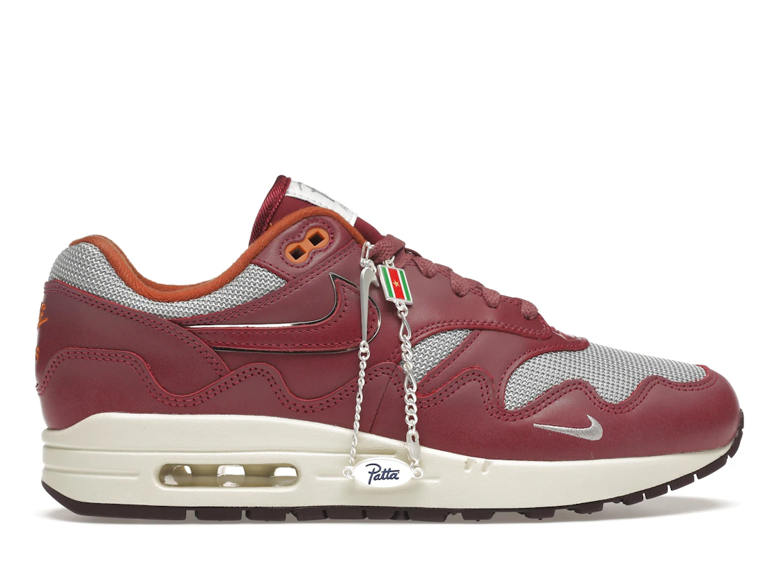 Vue 1 de Nike Air Max 1 Patta Waves Rush Maroon (with Bracelet)