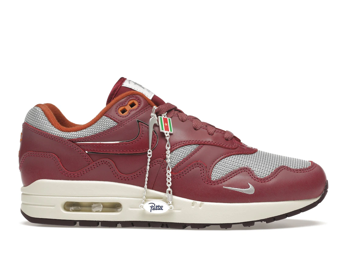 Vue 2 de Nike Air Max 1 Patta Waves Rush Maroon (with Bracelet)