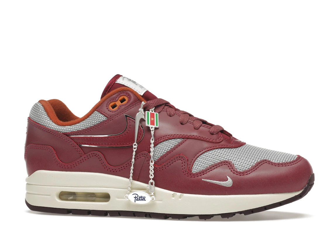 Vue 3 de Nike Air Max 1 Patta Waves Rush Maroon (with Bracelet)