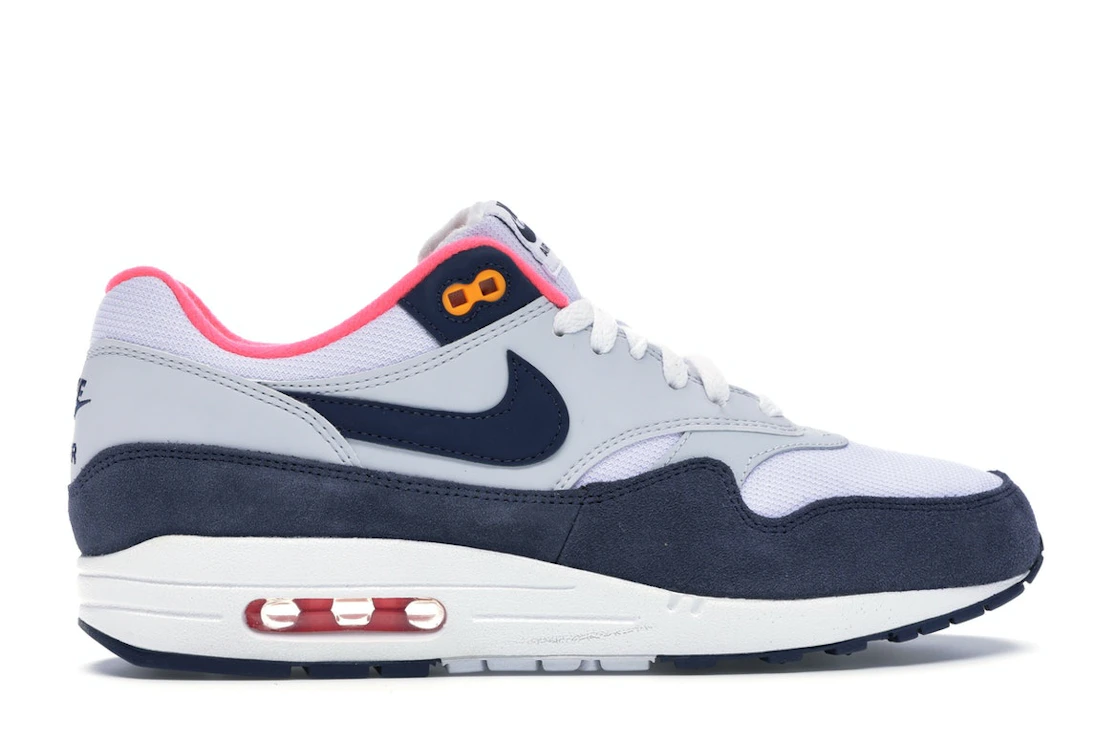 Vue 36 de Nike Air Max 1 Pure Platinum Midnight Navy Racer Pink 