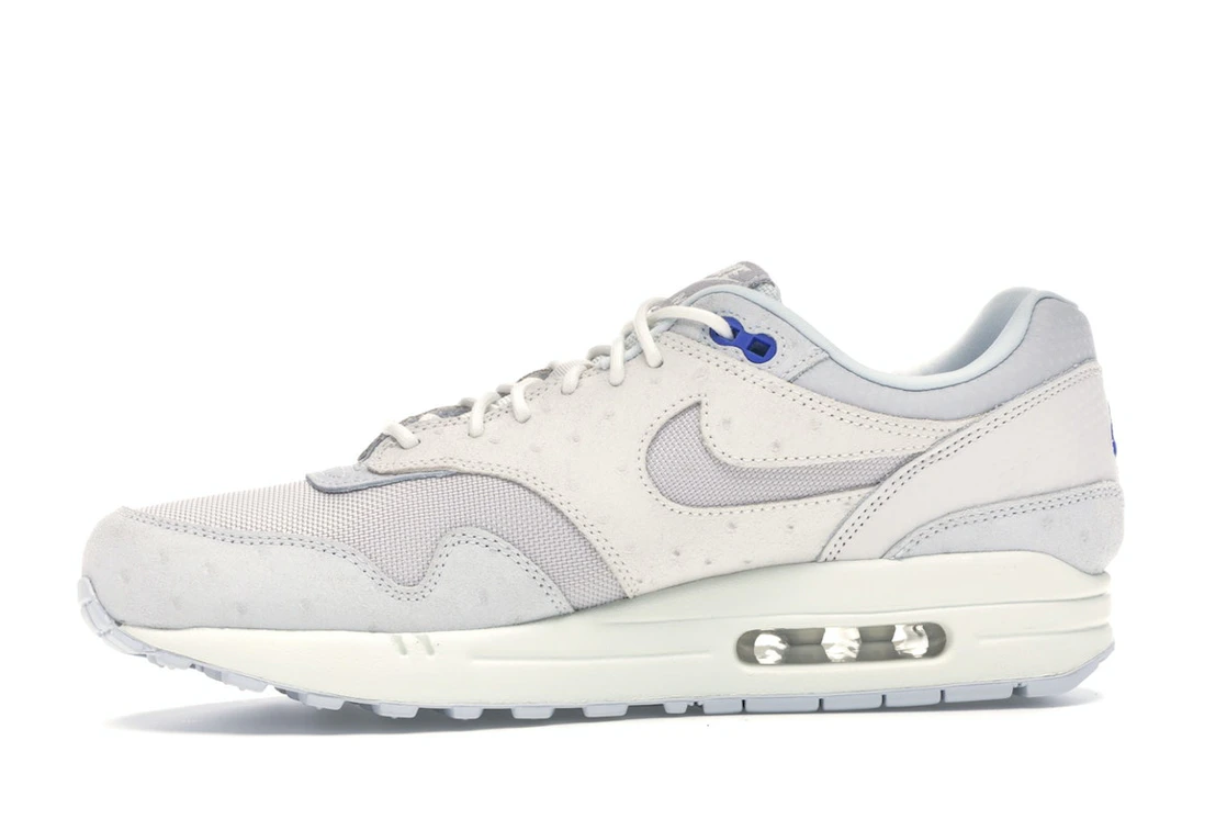 Vue 18 de Nike Air Max 1 Pure Platinum Racer Blue