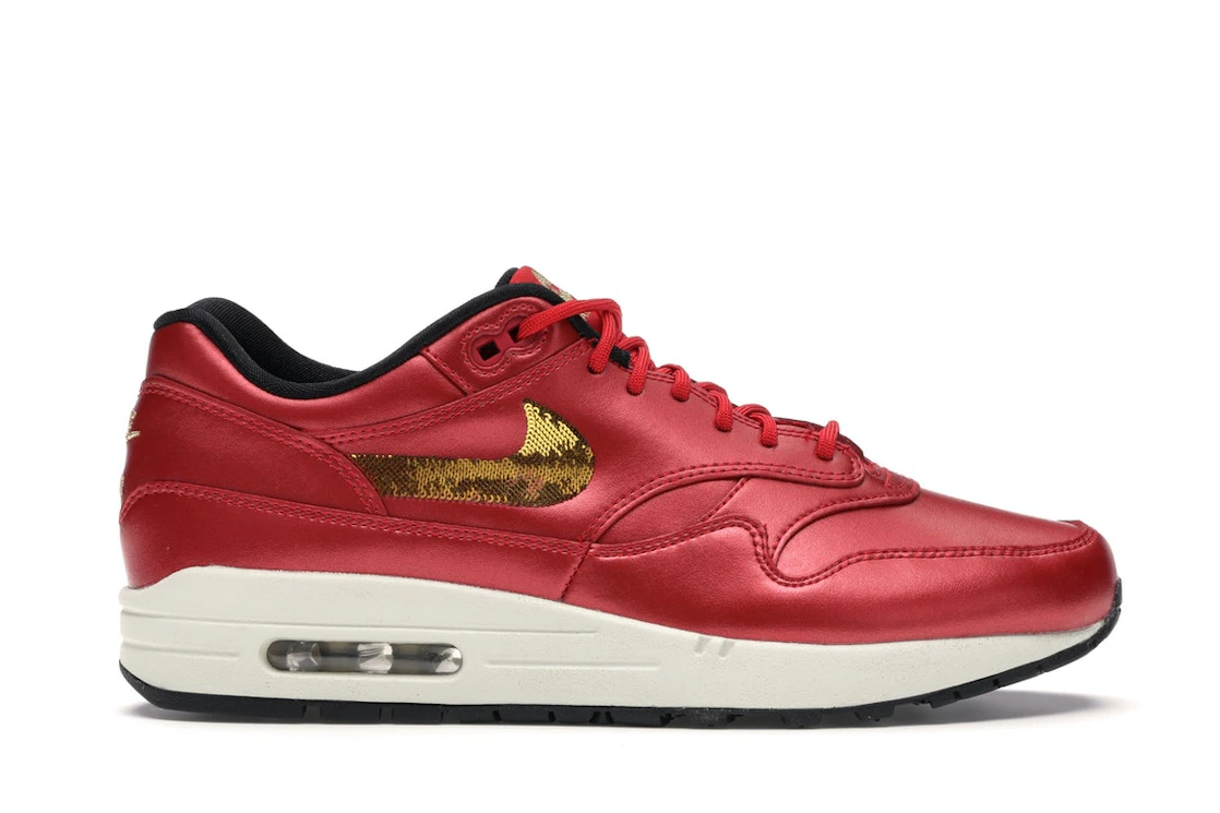 Vue 1 de Nike Air Max 1 Red Gold Sequin 