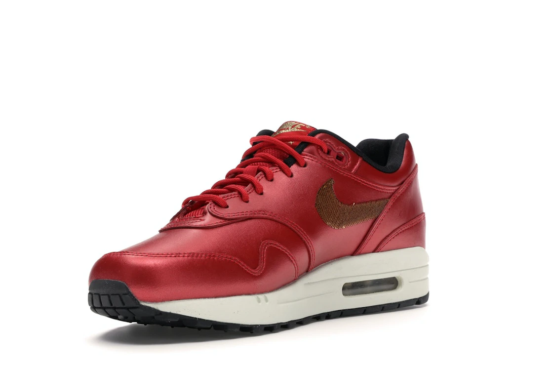 Vue 14 de Nike Air Max 1 Red Gold Sequin 