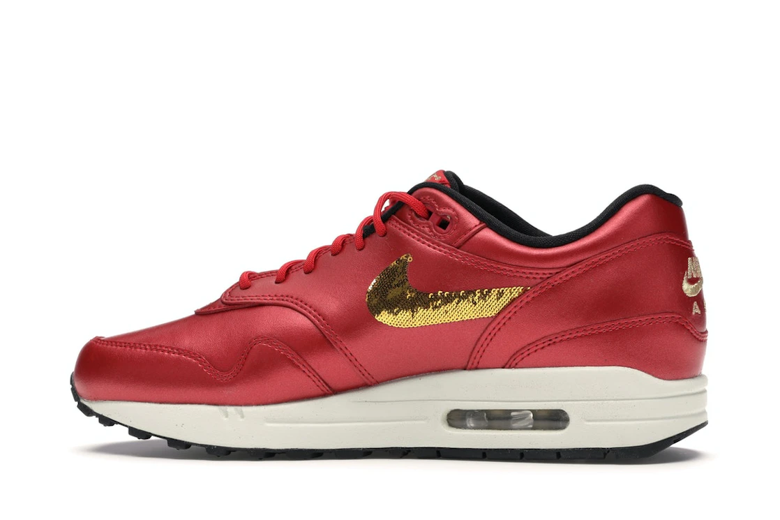 Vue 20 de Nike Air Max 1 Red Gold Sequin 