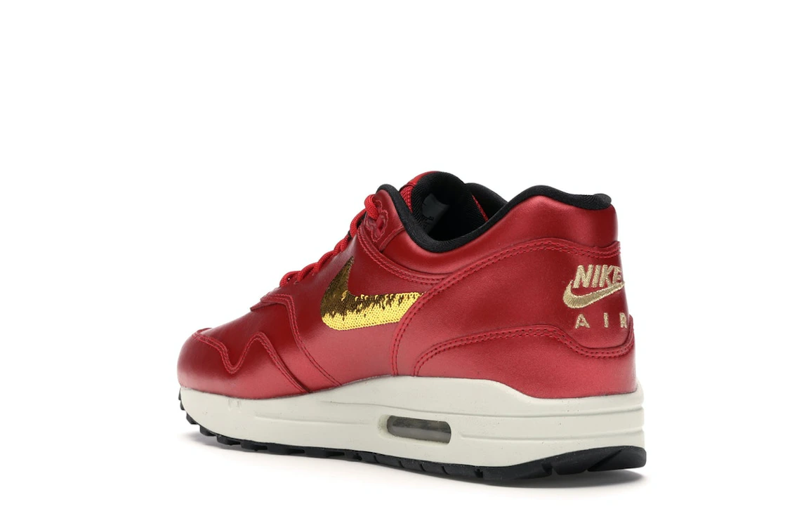 Vue 24 de Nike Air Max 1 Red Gold Sequin 