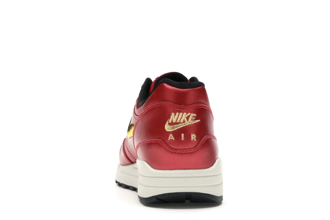 Vue 27 de Nike Air Max 1 Red Gold Sequin 