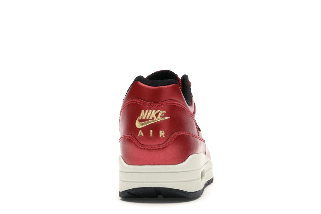 Vue 28 de Nike Air Max 1 Red Gold Sequin 