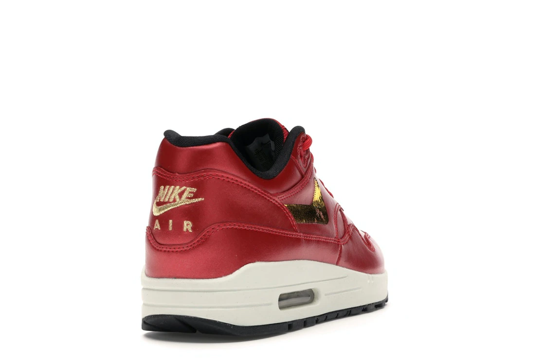 Vue 30 de Nike Air Max 1 Red Gold Sequin 