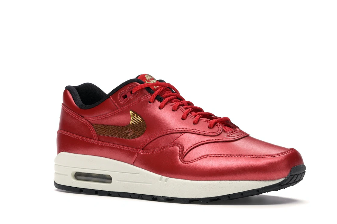 Vue 4 de Nike Air Max 1 Red Gold Sequin 