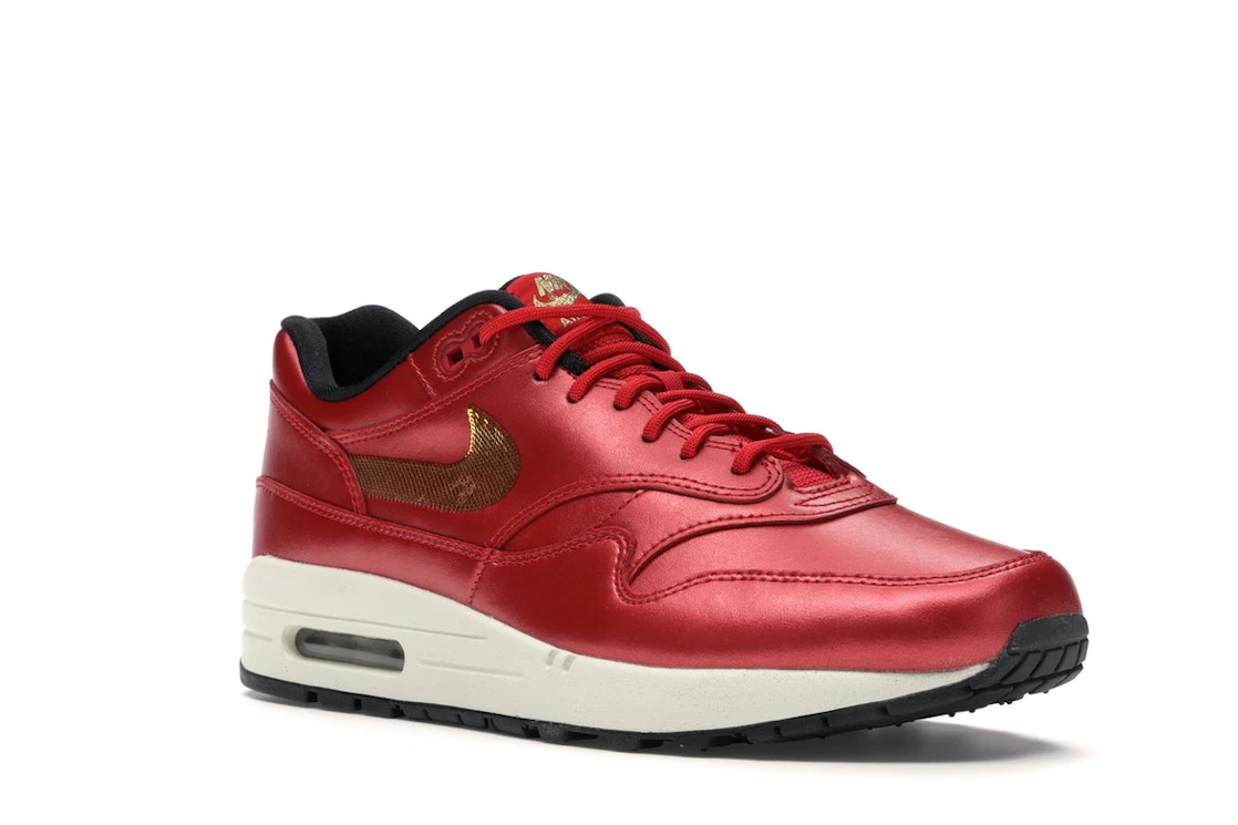 Vue 5 de Nike Air Max 1 Red Gold Sequin 