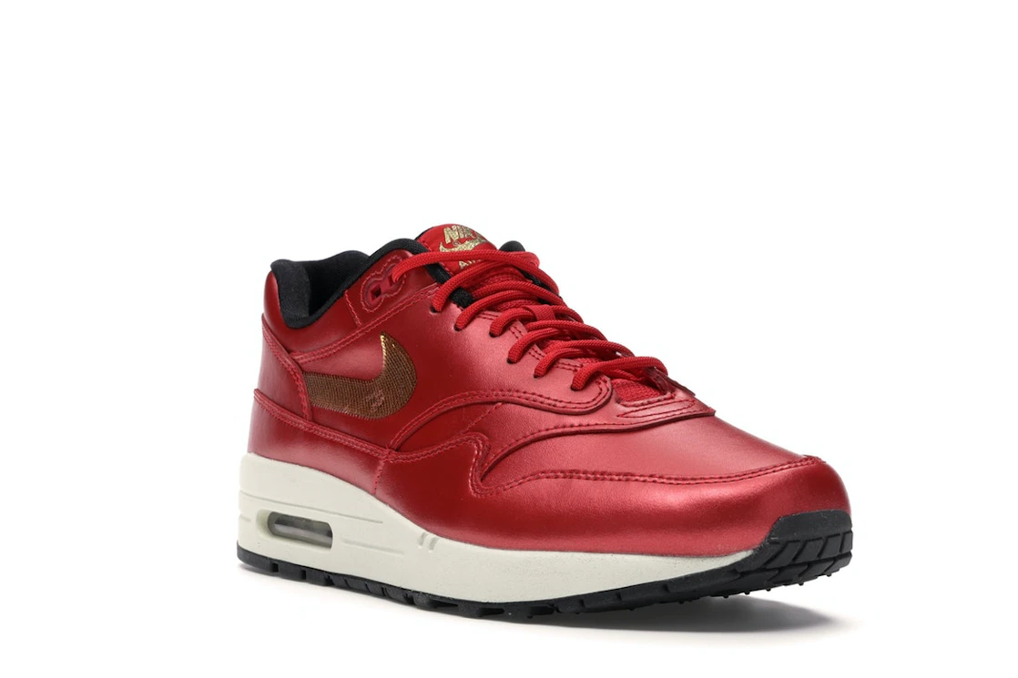 Vue 6 de Nike Air Max 1 Red Gold Sequin 