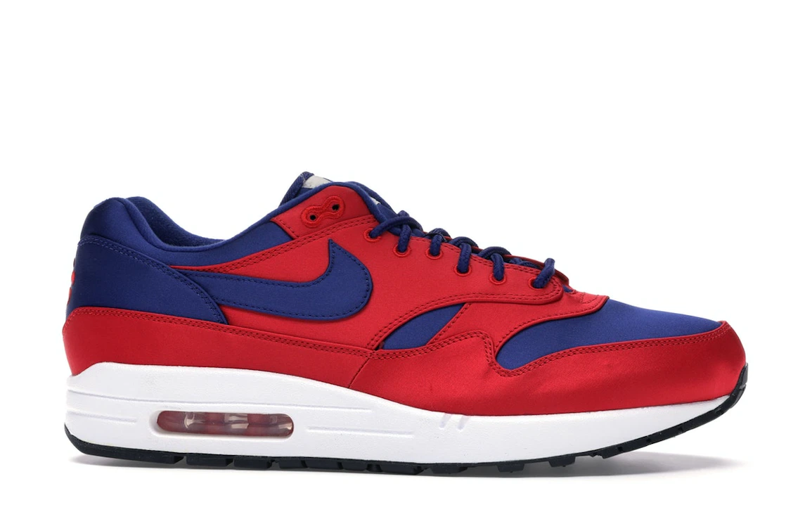 Vue 2 de Nike Air Max 1 Satin University Red Deep Royal Blue