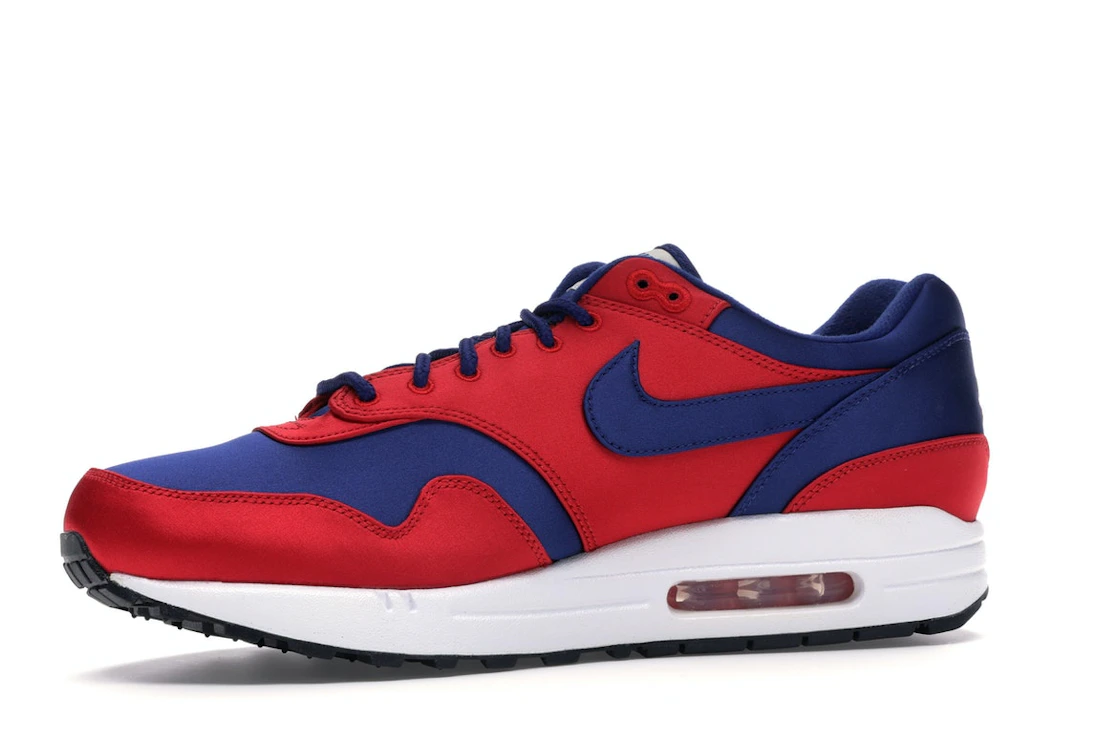 Vue 17 de Nike Air Max 1 Satin University Red Deep Royal Blue