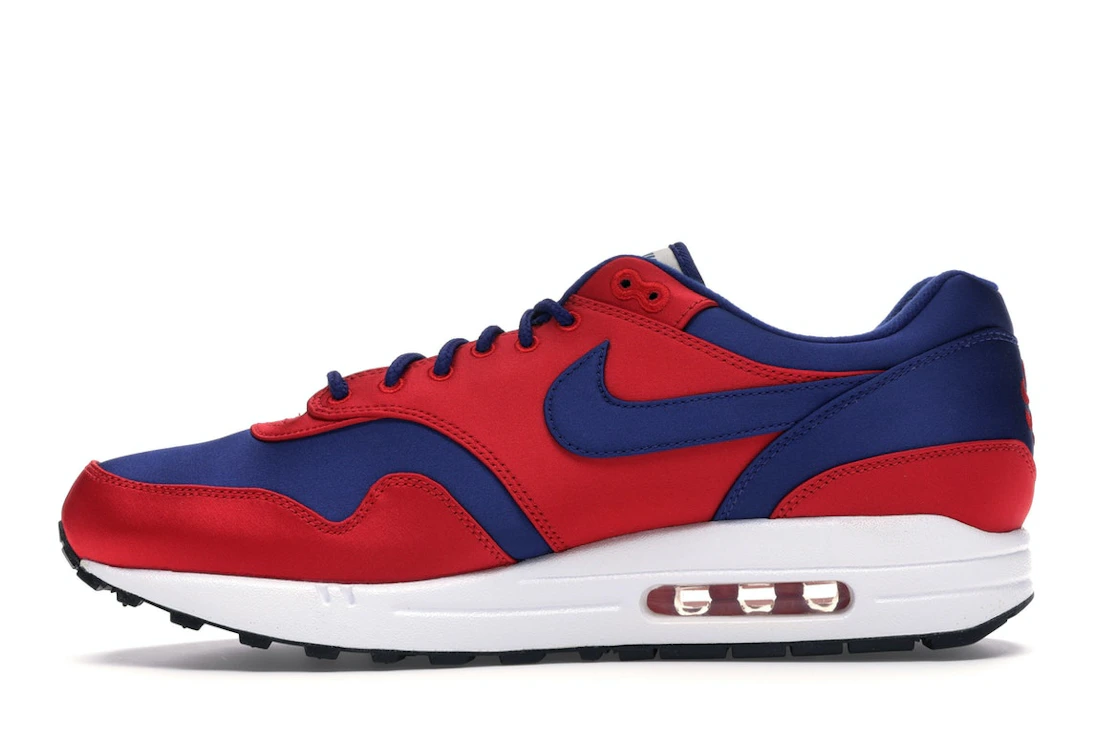 Vue 19 de Nike Air Max 1 Satin University Red Deep Royal Blue