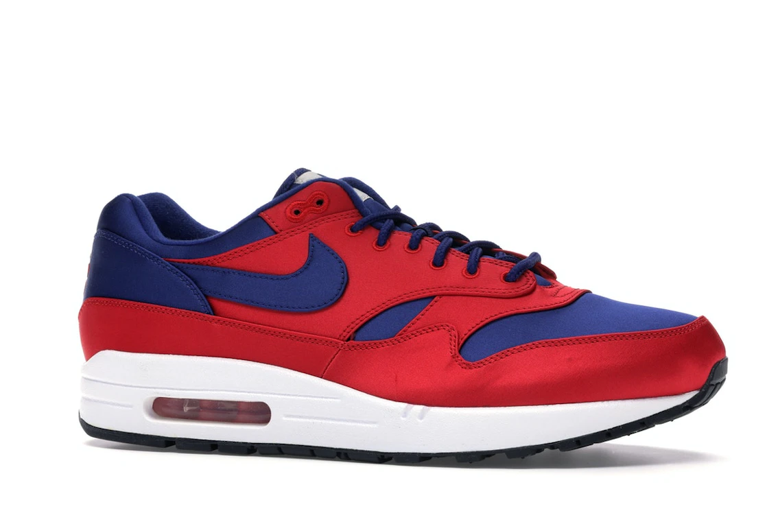 Vue 3 de Nike Air Max 1 Satin University Red Deep Royal Blue