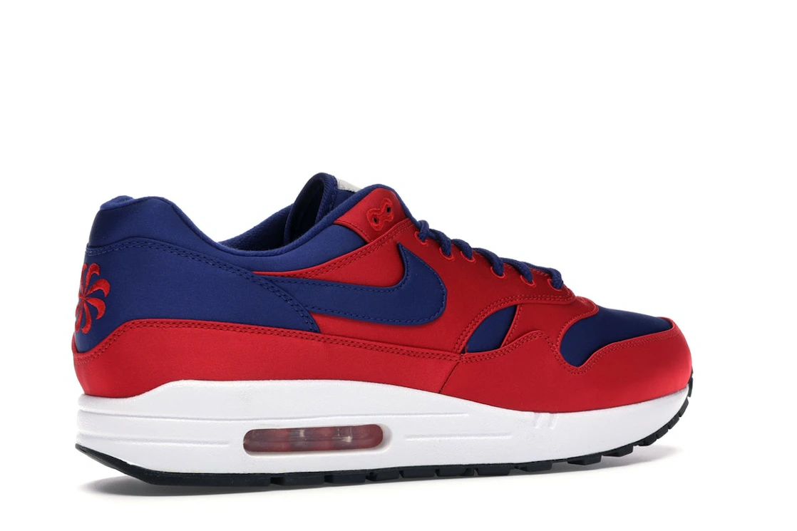Vue 34 de Nike Air Max 1 Satin University Red Deep Royal Blue