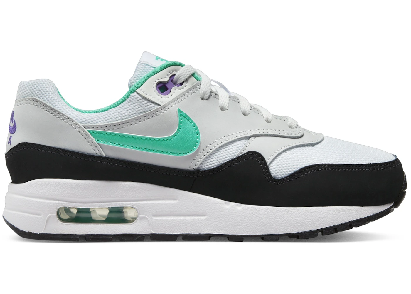 Nike Air Max 1 White Pure Platinum Court Purple Hyper Jade (GS)