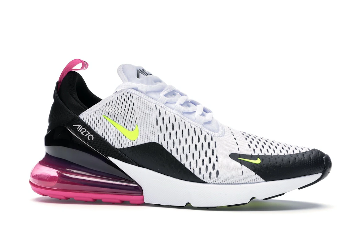Vue 3 de Nike Air Max 270 White Black Fuchsia Volt