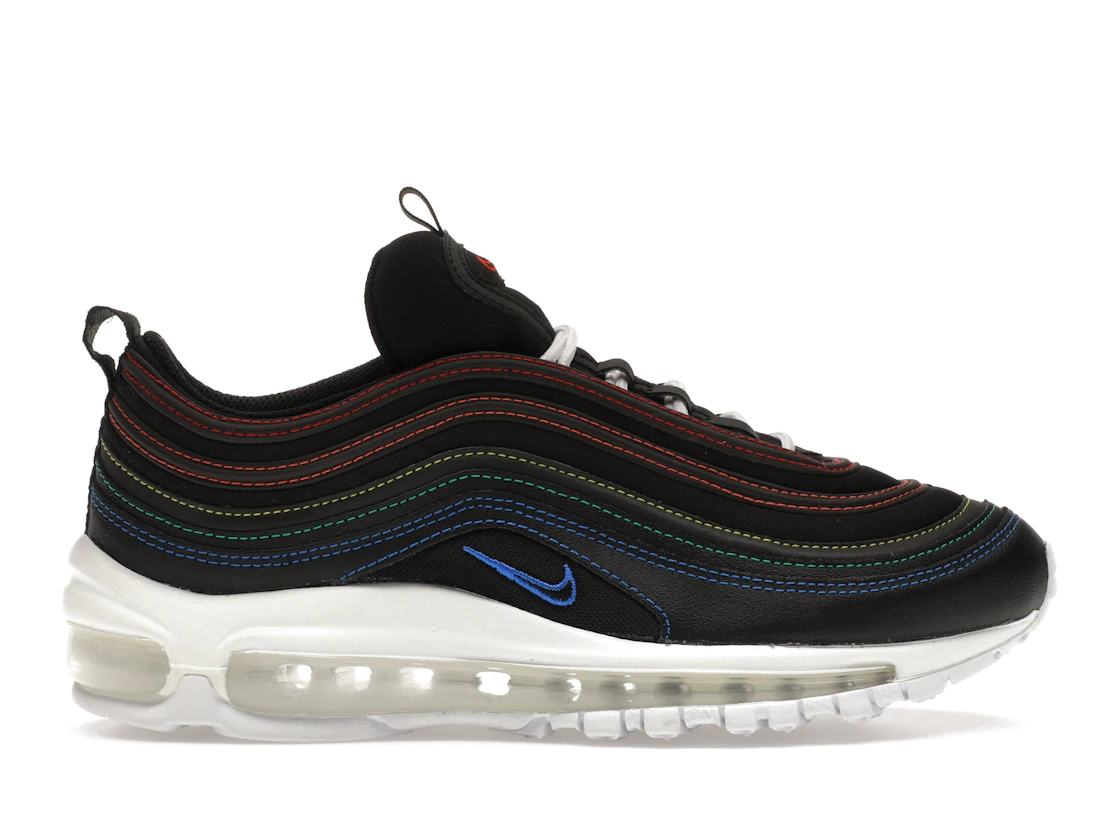 Vue 1 de Nike Air Max 97 Black Rainbow Stitching 