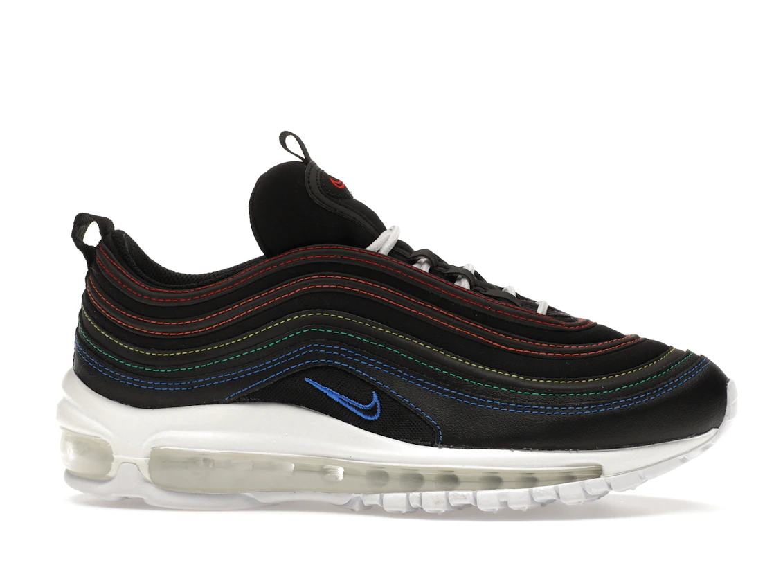 Vue 2 de Nike Air Max 97 Black Rainbow Stitching 