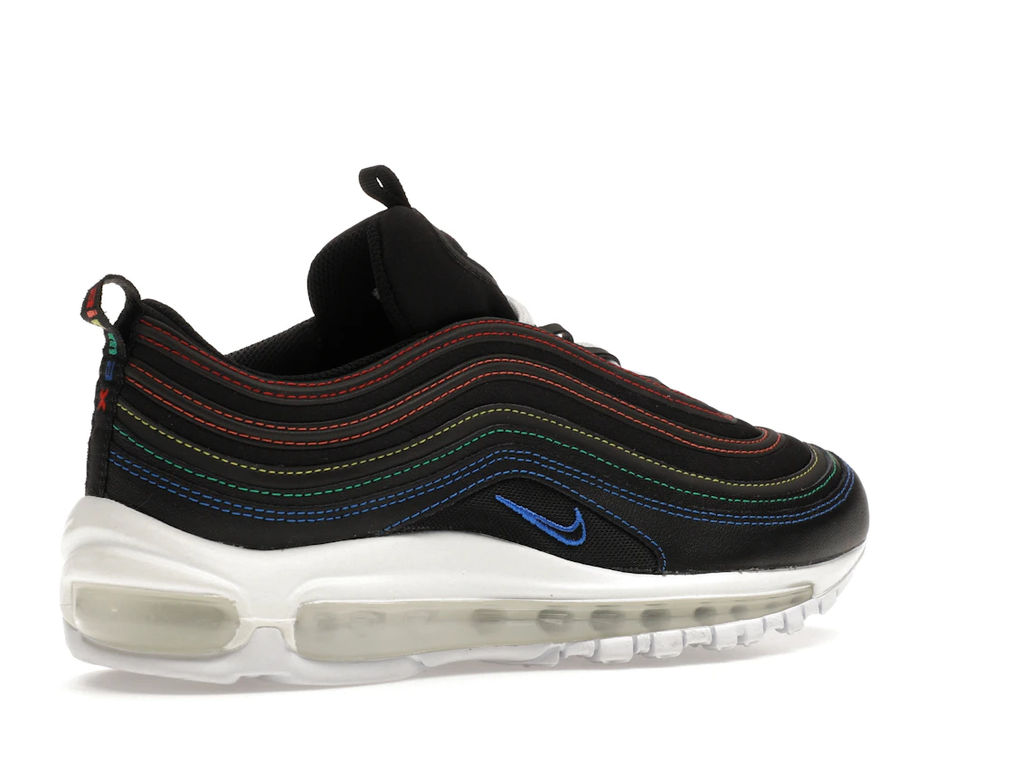 Vue 34 de Nike Air Max 97 Black Rainbow Stitching 