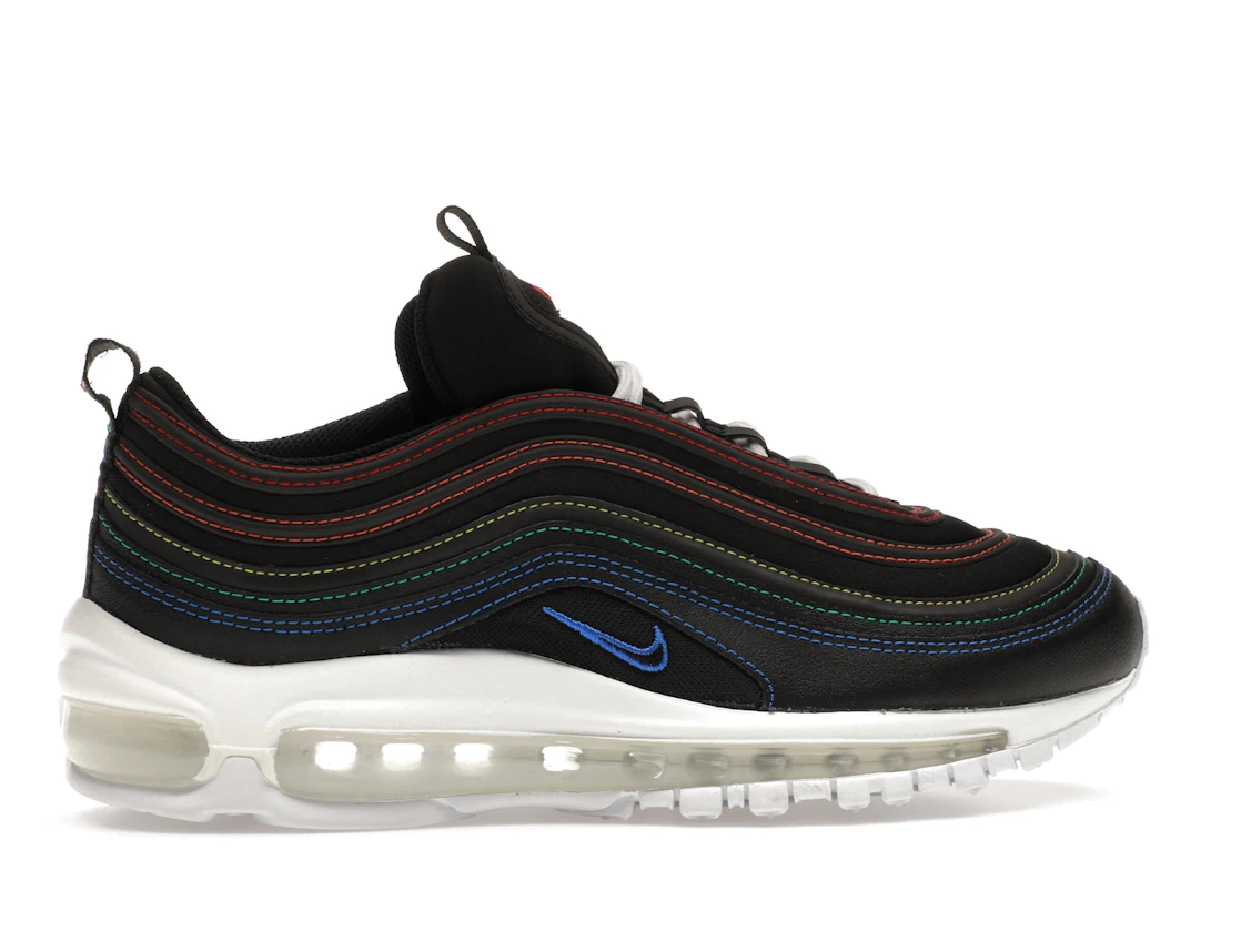 Vue 36 de Nike Air Max 97 Black Rainbow Stitching 
