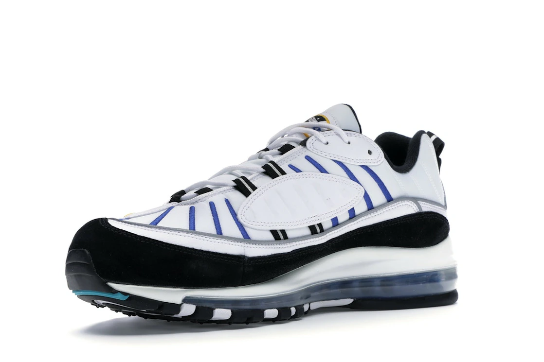 Vue 15 de Nike Air Max 98 White Teal Nebula University Gold