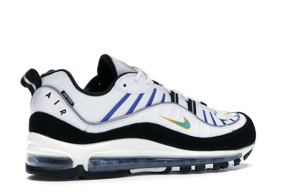 Vue 34 de Nike Air Max 98 White Teal Nebula University Gold
