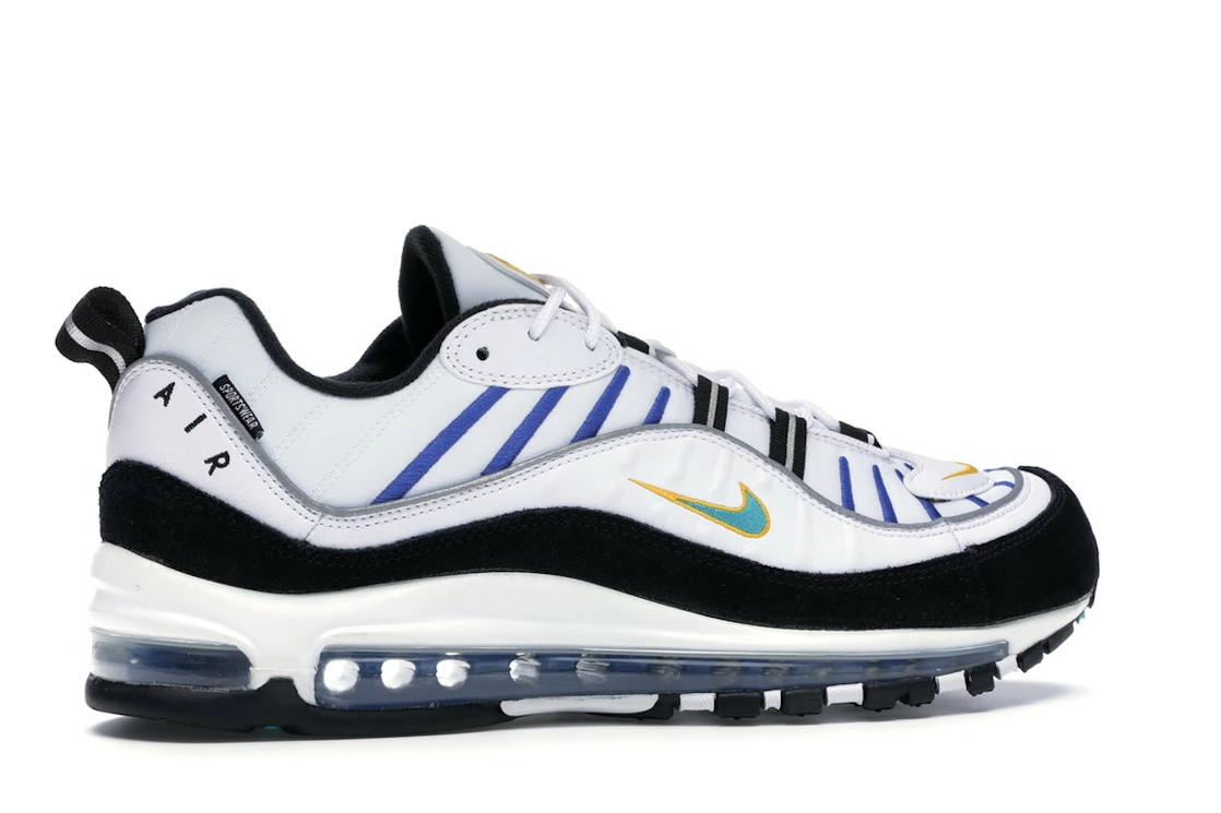 Vue 35 de Nike Air Max 98 White Teal Nebula University Gold
