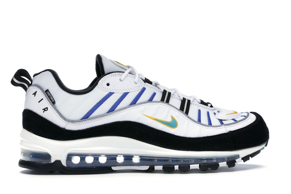 Vue 36 de Nike Air Max 98 White Teal Nebula University Gold