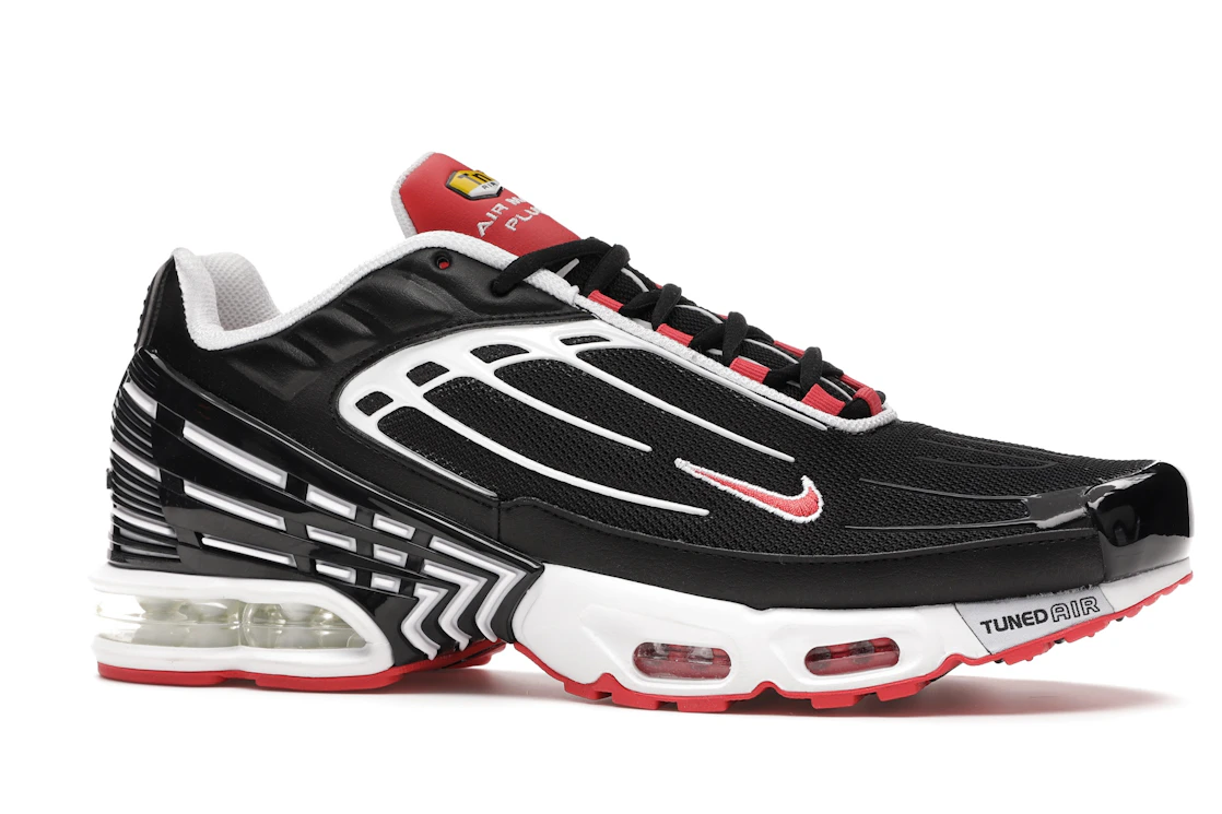 Vue 3 de Nike Air Max Plus 3 Black White Track Red