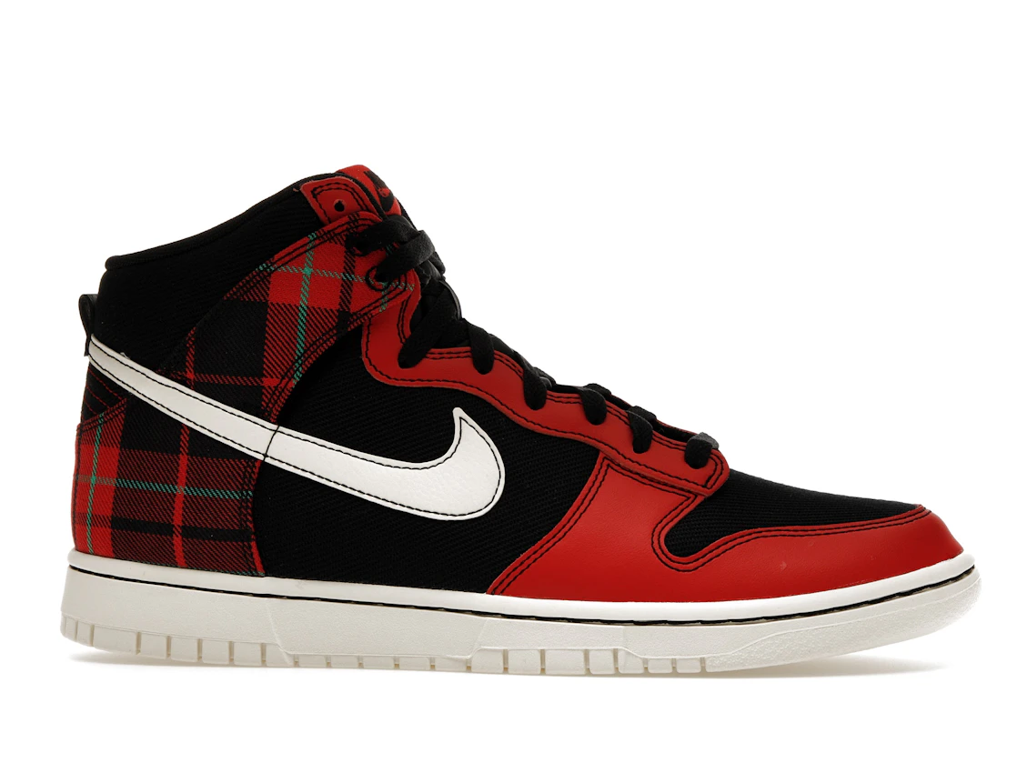 Vue 2 de Nike Dunk High SE Tartan Plaid Black University Red