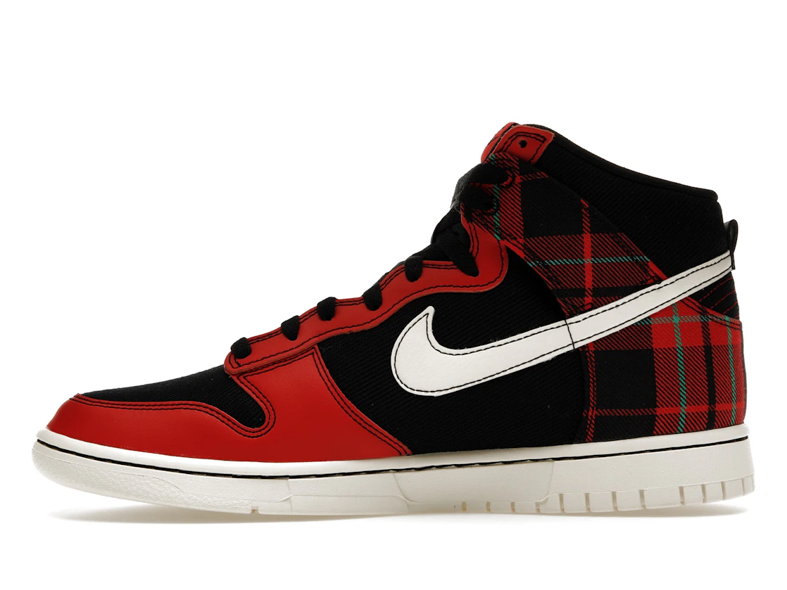 Vue 19 de Nike Dunk High SE Tartan Plaid Black University Red
