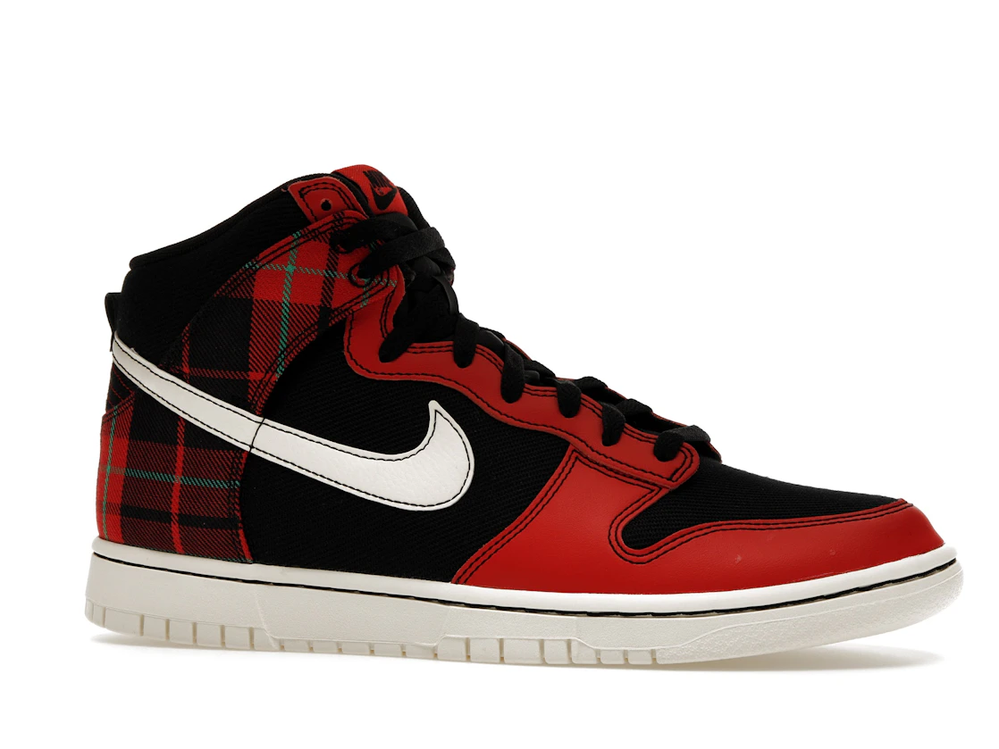 Vue 3 de Nike Dunk High SE Tartan Plaid Black University Red