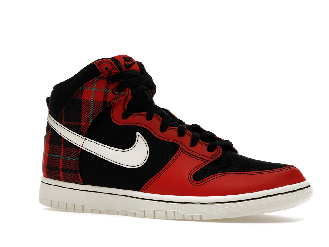 Vue 4 de Nike Dunk High SE Tartan Plaid Black University Red