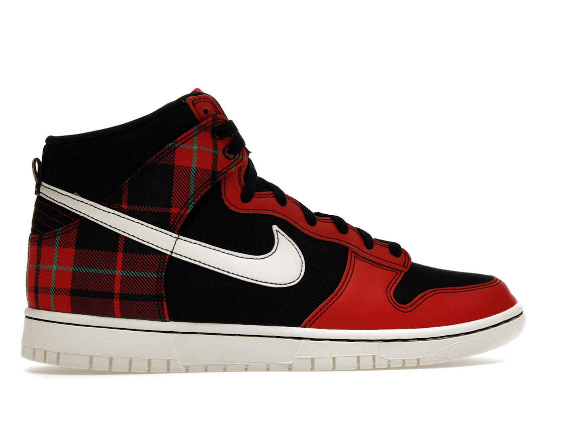 Vue 36 de Nike Dunk High SE Tartan Plaid Black University Red
