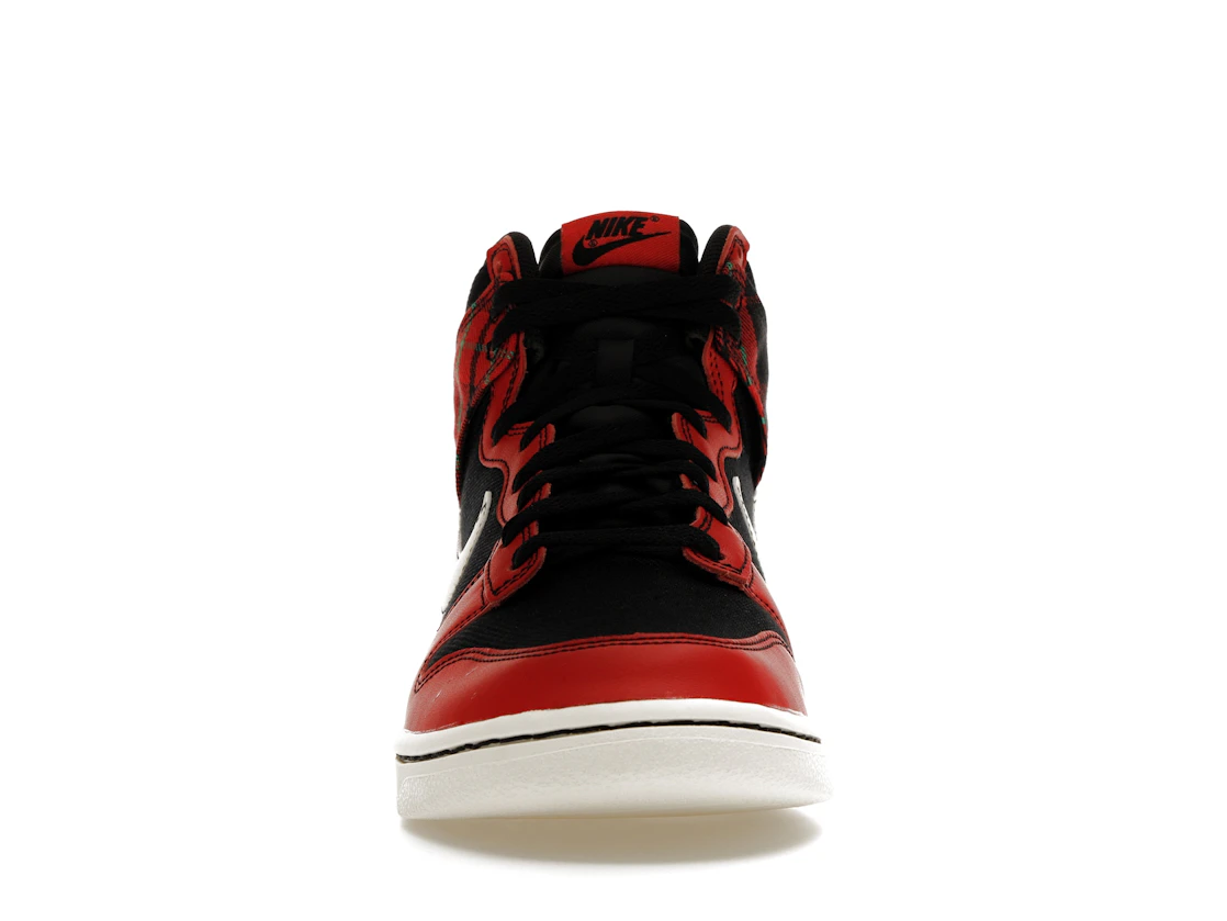 Vue 10 de Nike Dunk High SE Tartan Plaid Black University Red