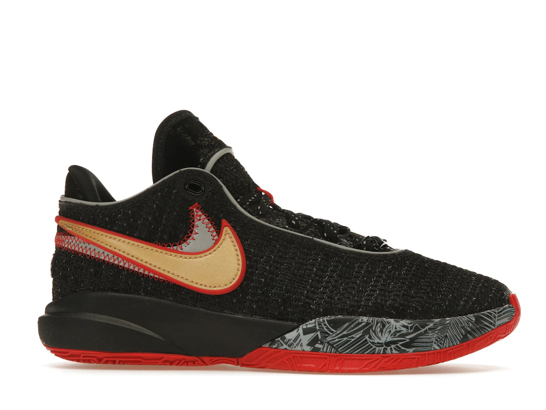 Vue 2 de Nike LeBron 20 Black University Red (GS)