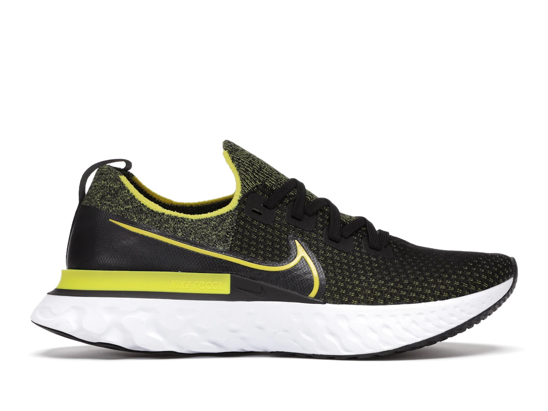 Vue 1 de Nike React Infinity Run Flyknit Black Sonic Yellow