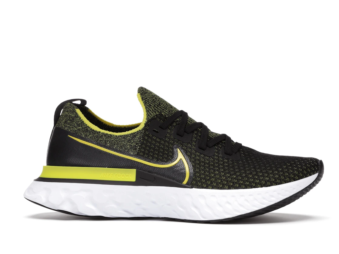 Vue 2 de Nike React Infinity Run Flyknit Black Sonic Yellow