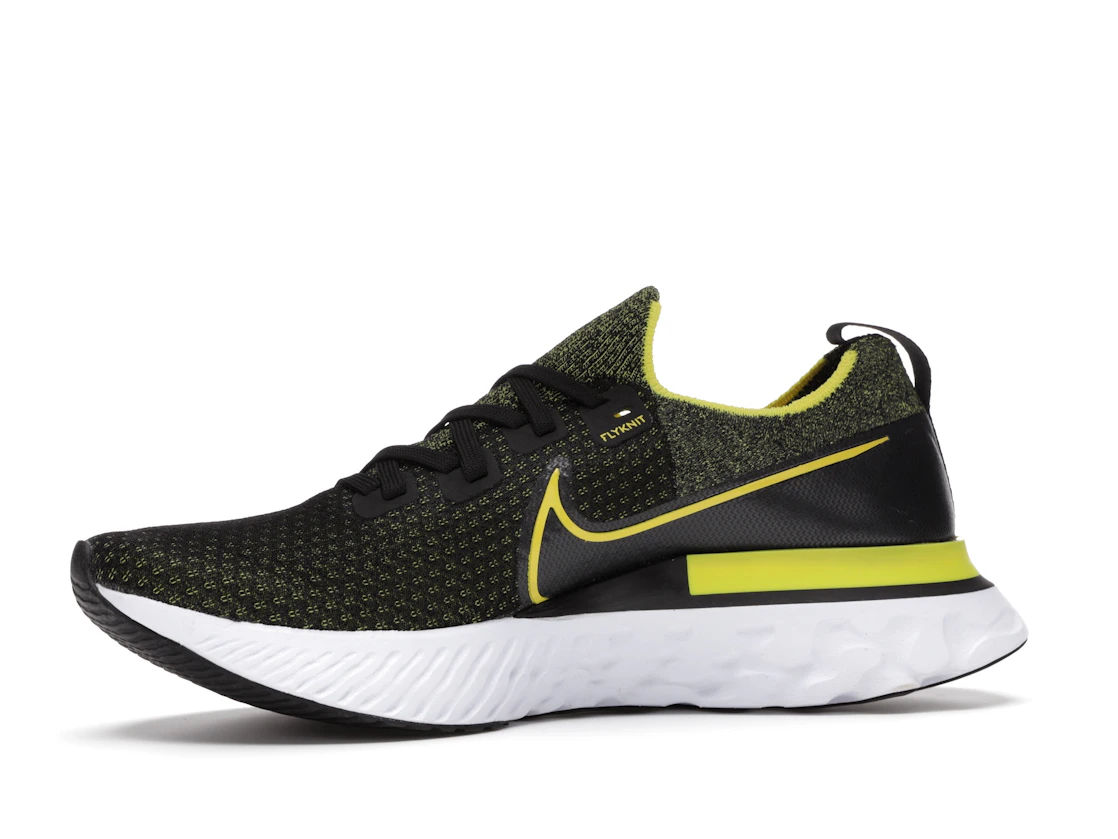 Vue 17 de Nike React Infinity Run Flyknit Black Sonic Yellow