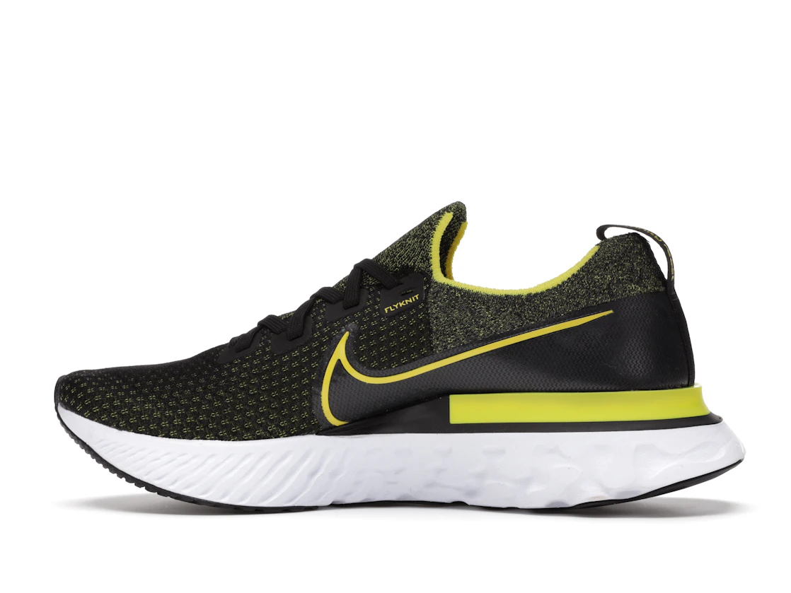Vue 20 de Nike React Infinity Run Flyknit Black Sonic Yellow