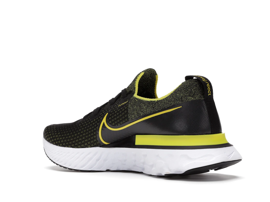 Vue 23 de Nike React Infinity Run Flyknit Black Sonic Yellow