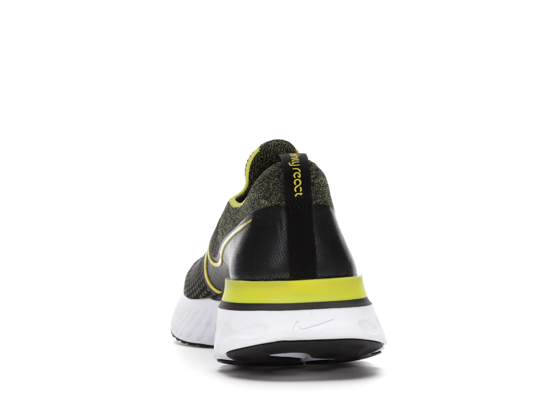 Vue 27 de Nike React Infinity Run Flyknit Black Sonic Yellow