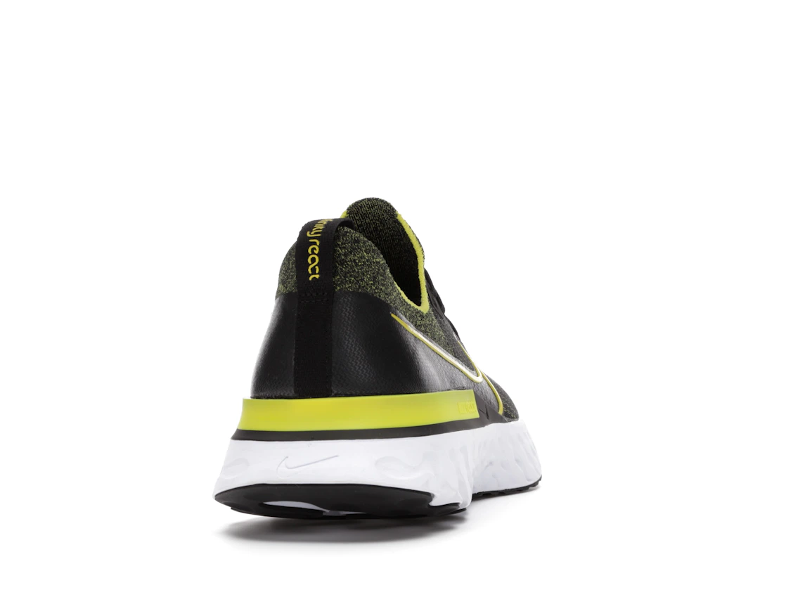 Vue 29 de Nike React Infinity Run Flyknit Black Sonic Yellow