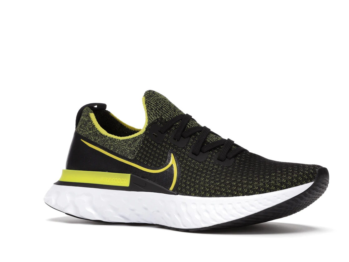 Vue 4 de Nike React Infinity Run Flyknit Black Sonic Yellow