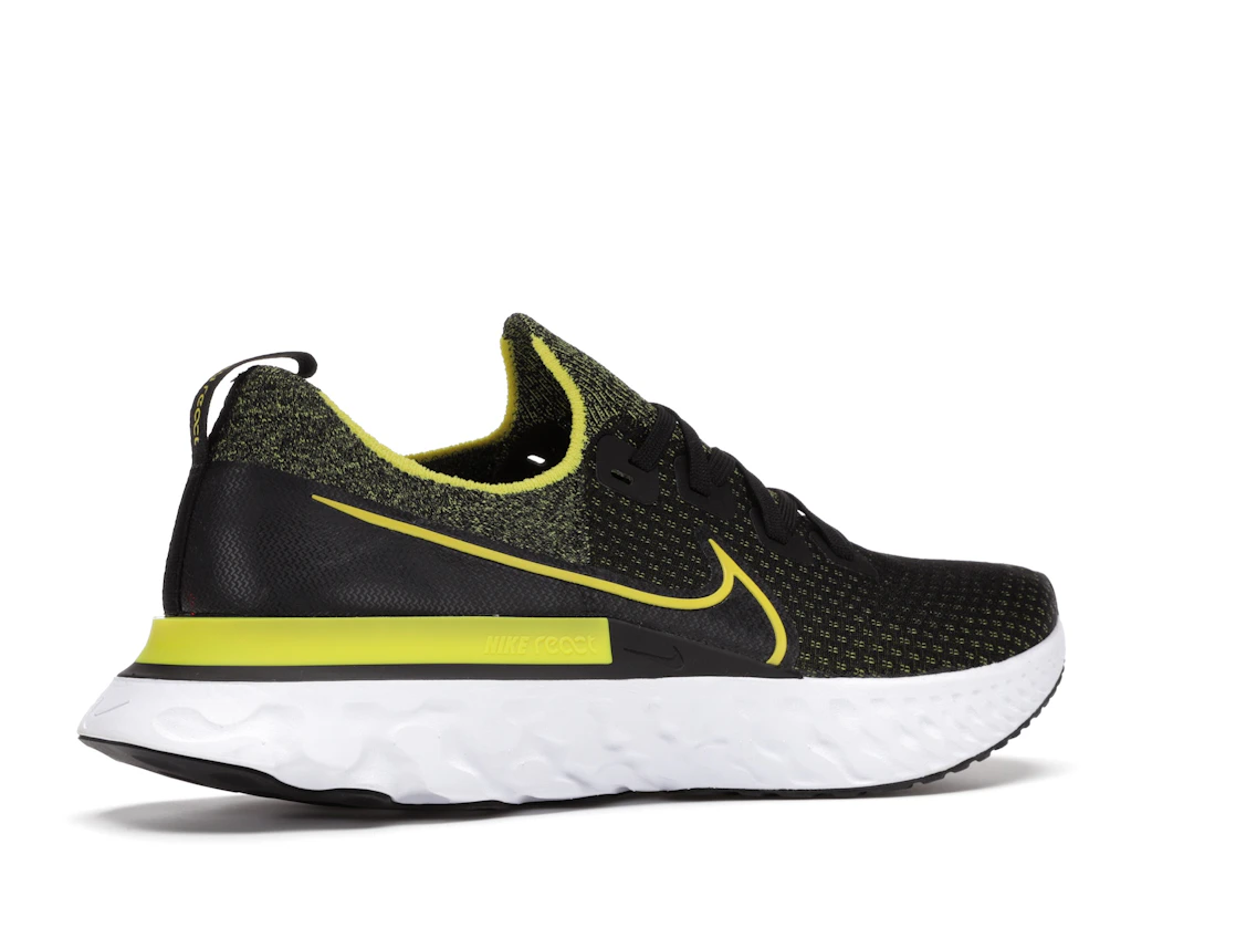 Vue 34 de Nike React Infinity Run Flyknit Black Sonic Yellow